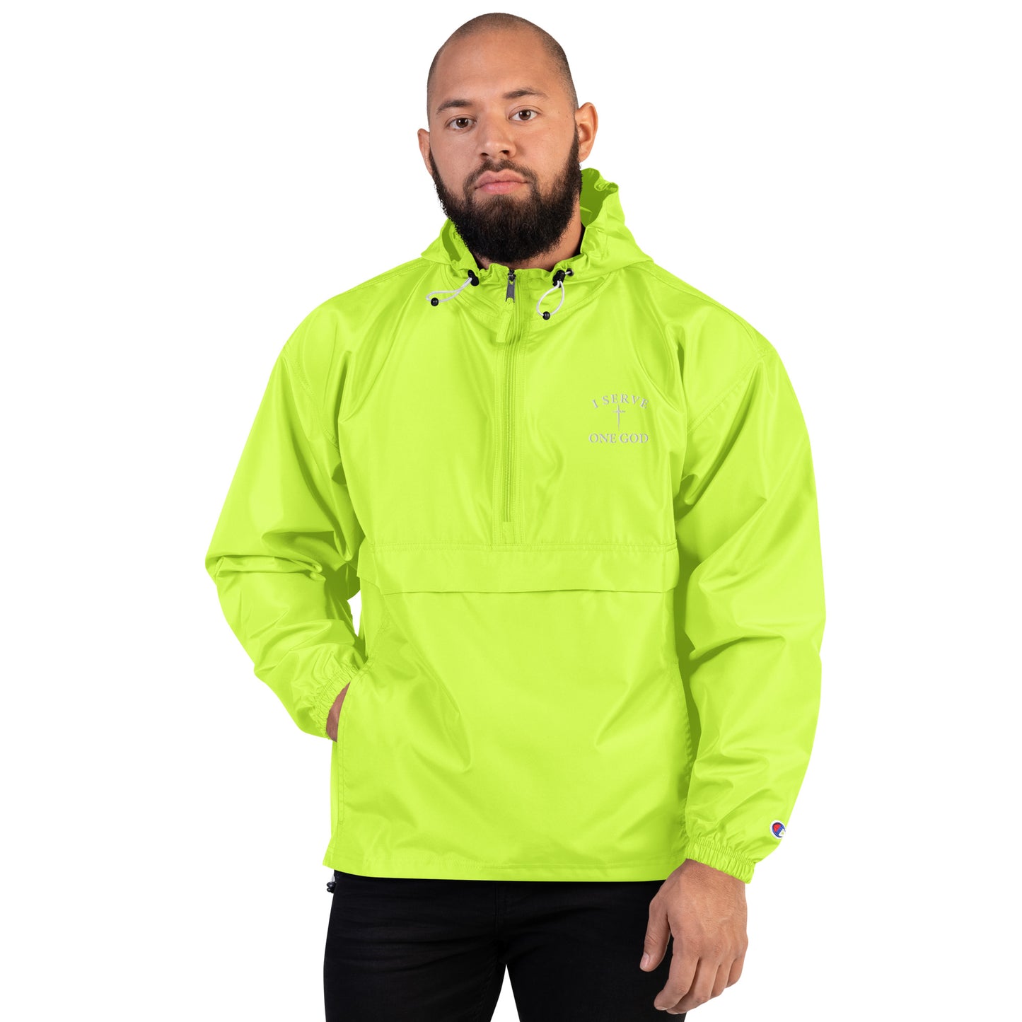 I SERVE ONE GOD Champion/Christian Clothing Collab Packable Jacket